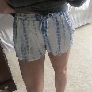 Blue tie-dye flowy shorts
